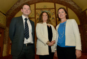 Left to right, West Midlands MEP Daniel Dalton, Nicola Lowery who is chair of Telford Conservative Association and Telford MP Lucy Allan at the Brexit talk