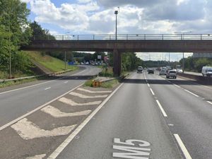 Supporting image for story: Service station on M5 closed and vehicles stuck after large diesel spill on slip road