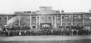 Workers at the landmark building around 1929.