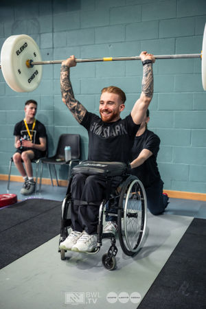 Adaptive athlete Ben Triglia-Poulton in the warm up area