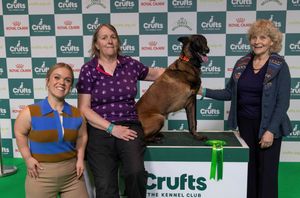 Baloo was named as the top dog in 2025. He is pictured with Mandy Chapman, Ellie Simmonds & Jo Hamilton. Photo: The Royal Kennel Club and Beat Media 