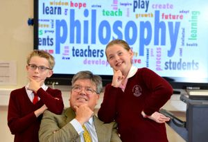 Old Hall School pupils Harry Evans, 11, and Esther Grimsdale,11, with headteacher Martin Stott