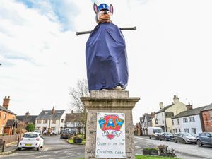 Supporting image for story: Festive pranksters turn statue of Lord John Scott into Chase from Paw Patrol in the West Midlands