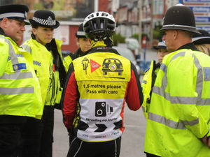Officers take part in an Operation Close Pass session, at Long Lane, Halesowen