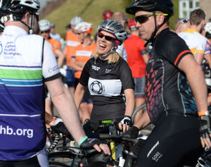 All smiles between cyclists