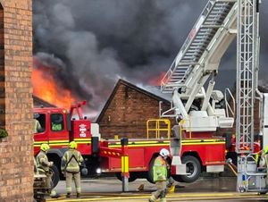 The fire took hold of a unit at Sunbeam Street, Wolverhampton this morning