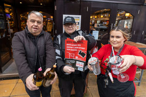 Pictured: (Left to right) Councillor Richard Overton with licensing officer Emma Lister-Trowell and manager of the The Thomas Botfield Roisin Rodgers with anti spiking kits