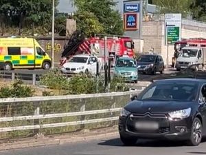 Supporting image for story: Telford roads gridlocked after car crashes into barrier over A442