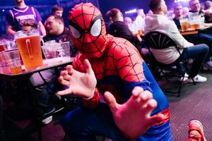 Matt Johnson, from Shrewsbury, dresses up as Spider-Man