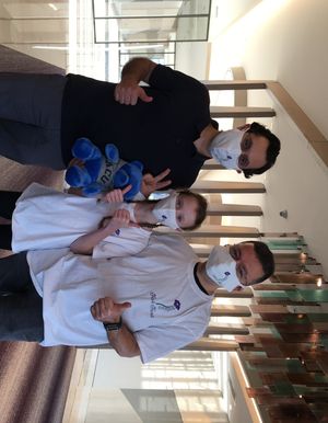 Florence Seager and staff from the Acibadem Maslak Hospital in Turkey give the thumbs up following successful surgery to correct her spine