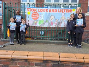 Supporting image for story: Oldbury primary pupils design banners urging motorists to drive safely by their school
