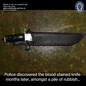 The knife was found between a fence and a wall after police scoured CCTV footage