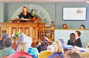 Christina Trevanion at the auction house in Whitchurch 