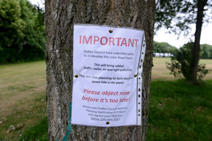 A poster on the land encouraging people to object to the plans