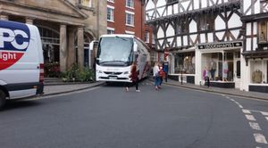 A bus negotiating a Ludlow town centre 'slalom'. Picture: Andy Boddington