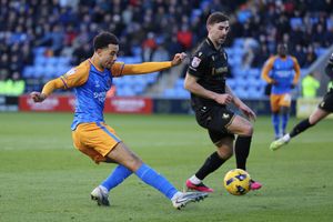 Luca Hoole of Shrewsbury Town scores a goal to make it 2-0