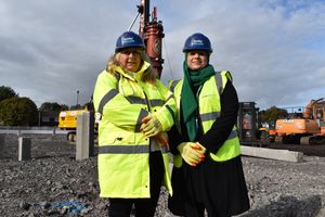 Councillors Joanne Hadley and Farut Shaeen at the site of the new extra care housing facility