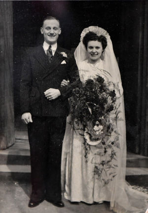 Joyce pictured on her wedding day with her late husband Sid in 1950.