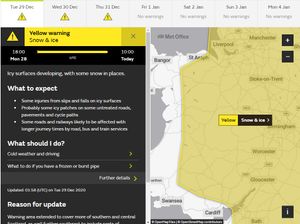 Tuesday's weather warning