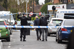 Police at the scene in Poplar Road. Photo: SnapperSK