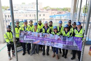 The topping out ceremony for the first area of construction at Royal Shrewsbury Hospital.