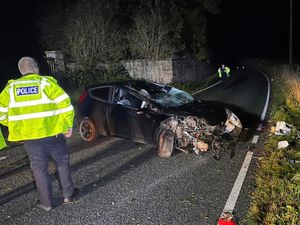 Supporting image for story: Car mangled but 'walking wounded' with cuts and bruises escape serious injury in Oswestry smash