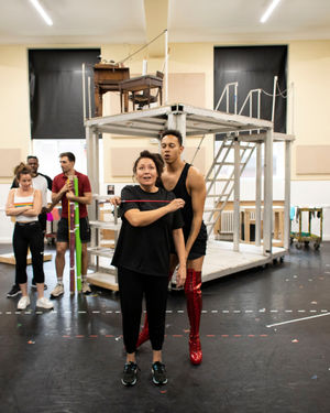 Niki Evans (Trish) and Callum Francis (Lola) in rehearsal for Kinky Boots UK Tour. Photo by: Helen Maybanks