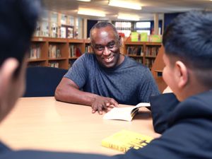 Alex Wheatle at a BookTrust event