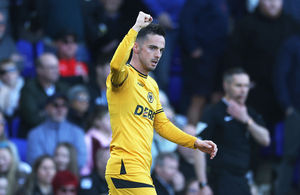 Pablo Sarabia of Wolverhampton Wanderers celebrates scoring his team's first goal (Photo by Richard Pelham/Getty Images)