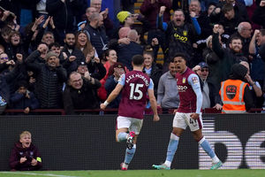 Aston Villa's Jacob Ramsey celebrates scoring their side's second goal of the game