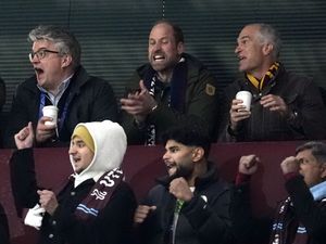 The Prince of Wales celebrates an Aston Villa goal