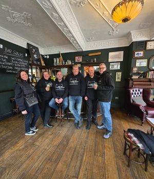 The team from Save the Crooked House (Let's Get it Rebuilt) campaign with the licensees of the Carlton Tavern