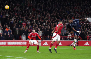 Aston Villa's Jhon Duran scores their side's first goal of the game during the Premier League match at The City Ground, Nottingham. Picture date: Saturday December 14, 2024.