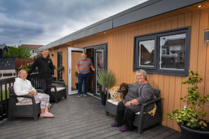 Newcastle-under-Lyme couple Lorraine and Neil Burton with their daughter Nicola and John Lyon from Rubicon Garden Rooms