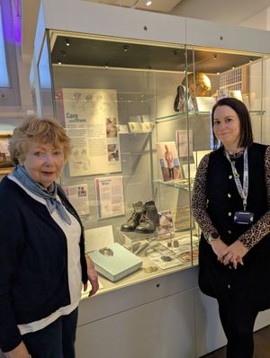 Linda Tivenan (left) with Nickie Long, Facilitator of Community Resource’s Shrewsbury Care and Share group, pictured during the ‘More Than Memories’ exhibition at Shrewsbury Museum and Art Gallery.