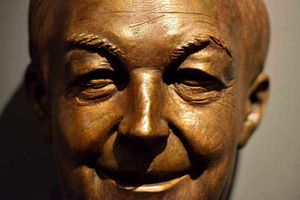 The bust of Jack Harris on display in the Wolves Museum.