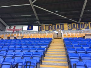Supporting image for story: Shrewsbury Town installation of safe standing progressing well at Montgomery Waters Meadow 
