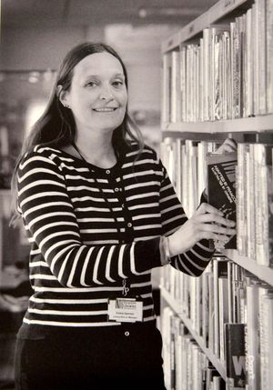 Librarian Emma Spenser at work
