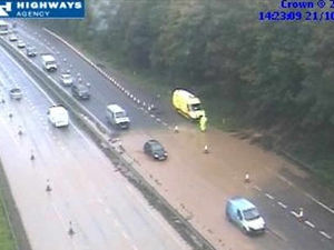 Supporting image for story: M54 in Shropshire closed by flooding