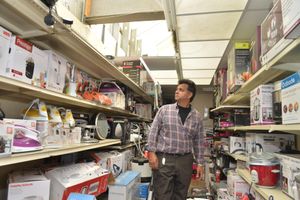 Paddy Kumar, from Branded Houswares, pictured by the damaged sky light