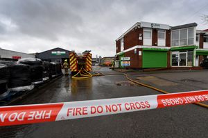 The scene of a fire at LiBatt Recycling, Lincoln Street, Wolverhampton.
