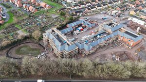 New photographs have revealed the rapid progress taking place at the site of a multi-million pound retirement village off the A41 in Newport. Photo: McPhillips