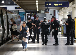 Officers on the platform at London's Euston station