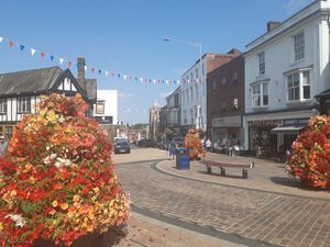 New bunting in Stourbridge, looking towards Lower High Street