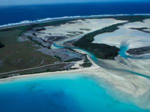 An aerial view of Diego Garcia Islands in the Indian ocean