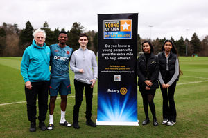 Mel Eves, left with Wolves star Nelson Semedo, and last year's winners ...... at football club's training ground