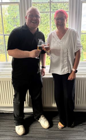 Aaron Roach, of Zephi, left, is pictured with LCTC President and podcast host Ruth Redgate, right.