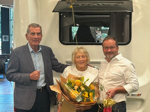 Supporting image for story: Woman celebrates 50 years as the face and friendly voice of Shrewsbury caravan and motorhome dealership