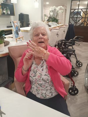 Resident at HC-One’s Bluebell View Care Home with her friendship bracelet