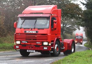 A pair of Scania's of local building contractor D J Bright of Knighton